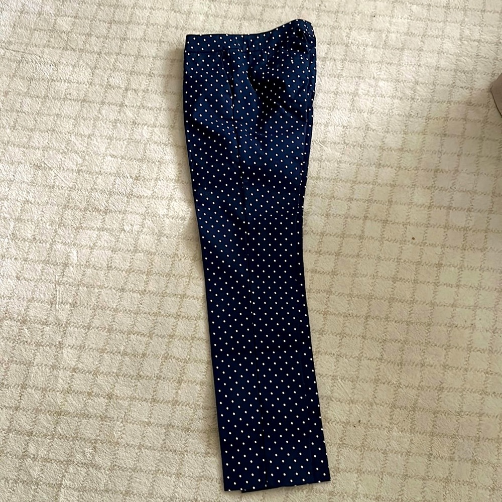 New Boden summer slacks. Navy with white dots.
